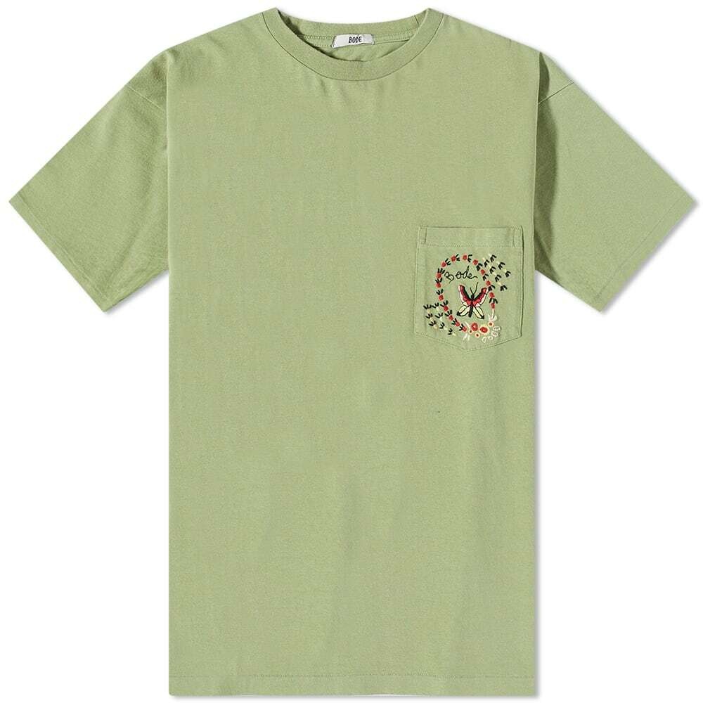 Bode Men's Leafwing Pocket T-Shirt in Mint Bode