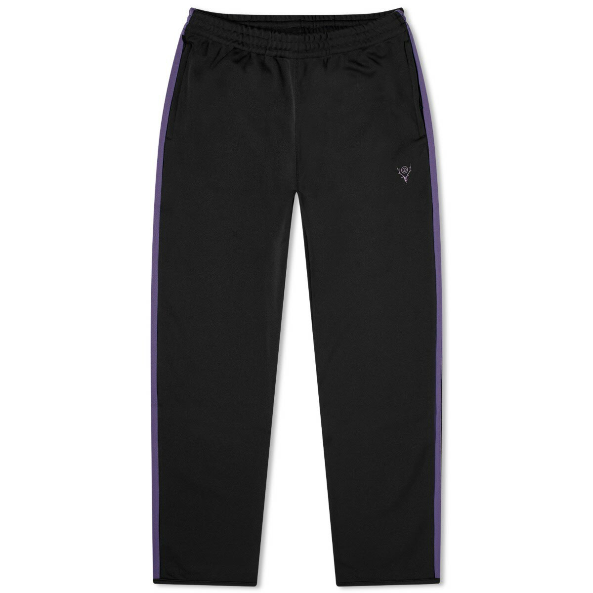 South2 West8 Men's Poly Smooth Trainer Track Pant in Black South2