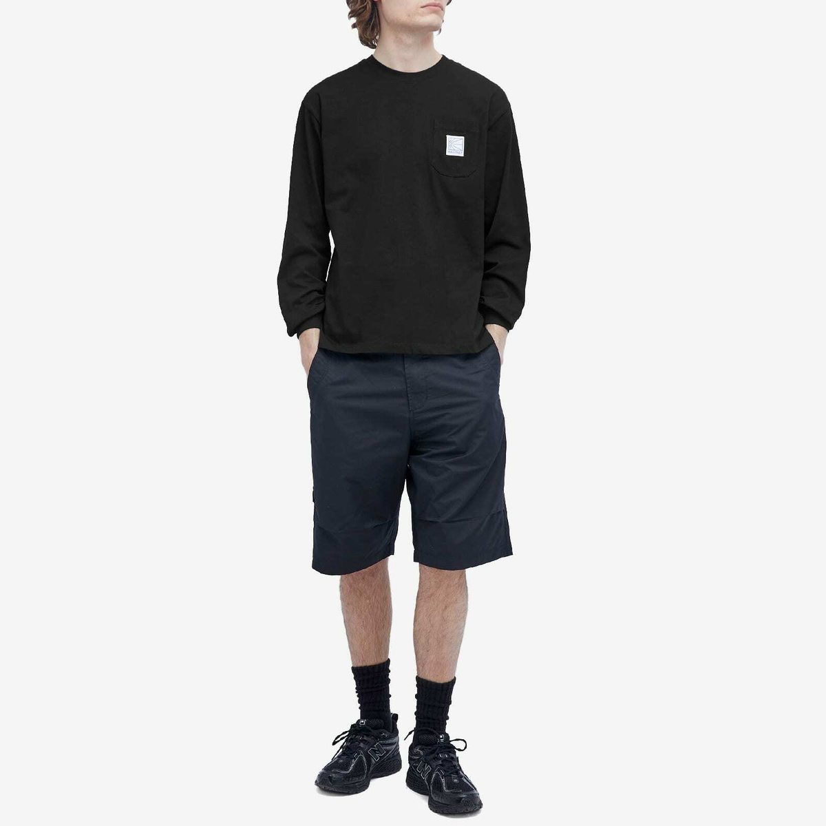 PACCBET Men's Pocket Tag Long Sleeve T-Shirt in Black