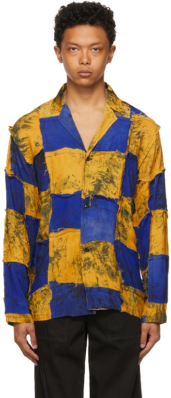 Photo: Bloke Yellow & Blue Chiffon Patchwork Shirt