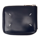 Maison Margiela Navy Polished Zip-Around Wallet