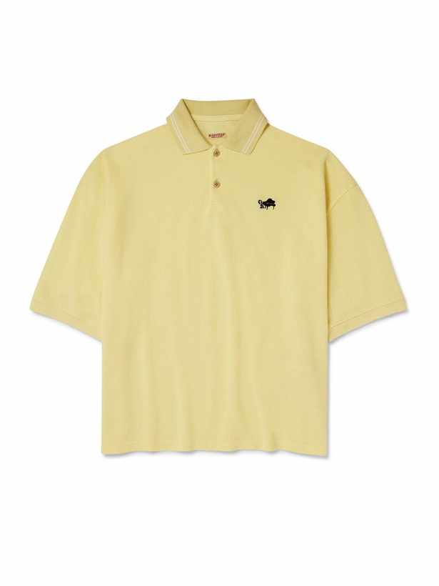 Photo: KAPITAL - Box Striped Embroidered Cotton-Piqué Polo Shirt - Yellow