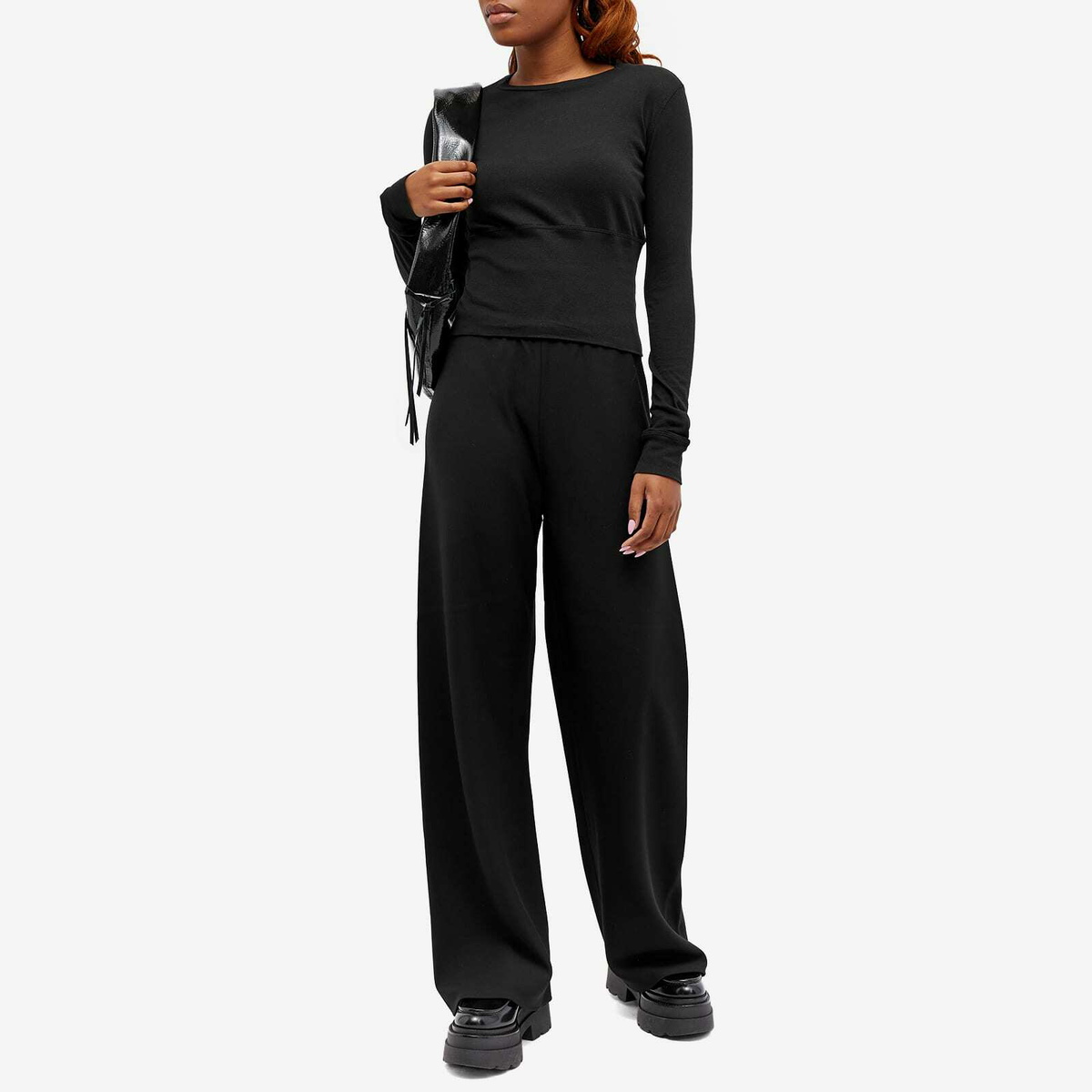 Wardrobe.nyc Women's Bias Cut Pant in Black WARDROBE.NYC