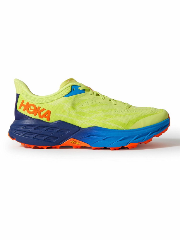 Photo: Hoka One One - Speedgoat 5 Rubber-Trimmed Mesh Sneakers - Yellow