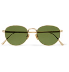 PERSOL - Round-Frame Black Titanium Sunglasses - Gold