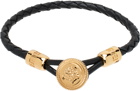 Versace Black Medusa Biggie Braided Leather Bracelet