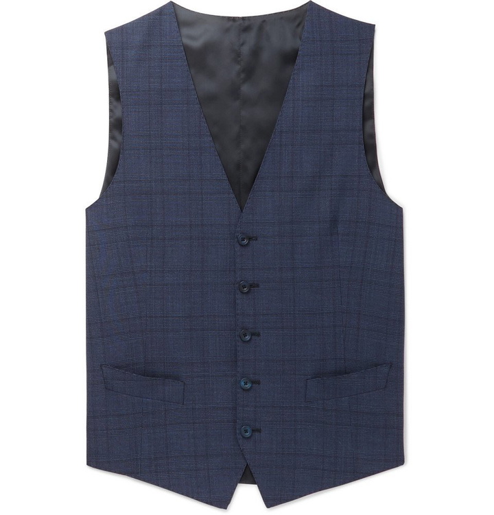 Photo: Thom Sweeney - Navy Slim-Fit Prince of Wales Checked Wool-Blend Waistcoat - Men - Navy