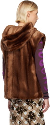 Anna Sui SSENSE Exclusive Brown Sleeveless Faux-Mink Hoodie