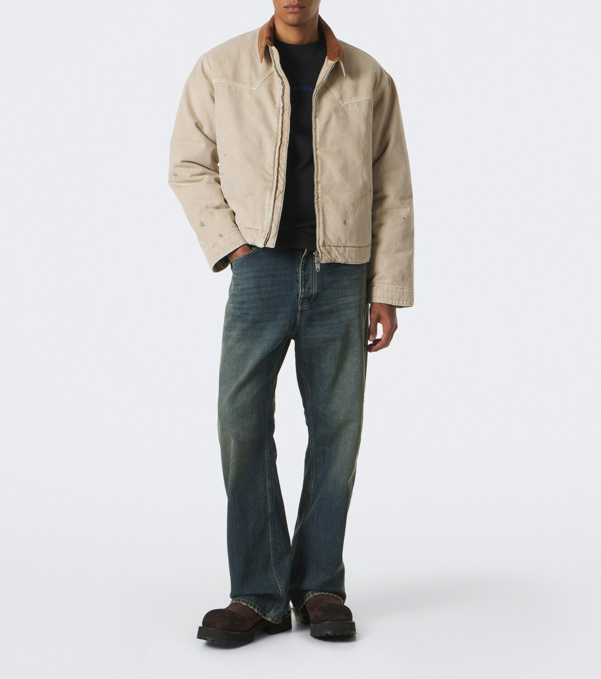Balenciaga Corduroy-trimmed canvas blouson jacket