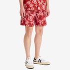Lanvin Men's Rateau Print Swim Shorts in Carmine Red