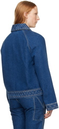 Bode Blue Embroidered Denim Jacket