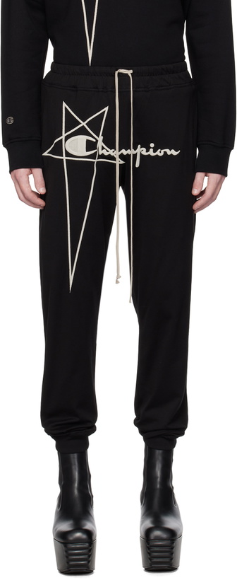 Photo: Rick Owens Black Champion Edition Embroidered Lounge Pants