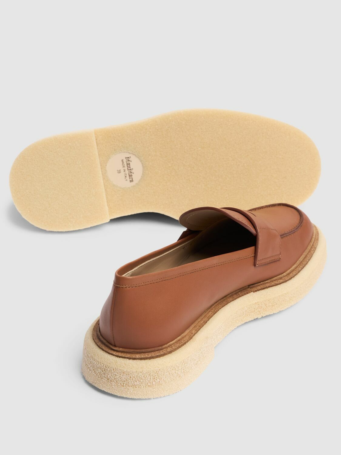 MAX MARA 30mm Rough Leather Loafers Max Mara