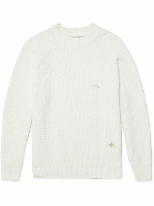 Photo: Abc. 123. - Logo-Embroidered Ribbed Cotton Sweater - White
