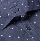 120% - Polka-Dot Embroidered Linen Shirt - Blue