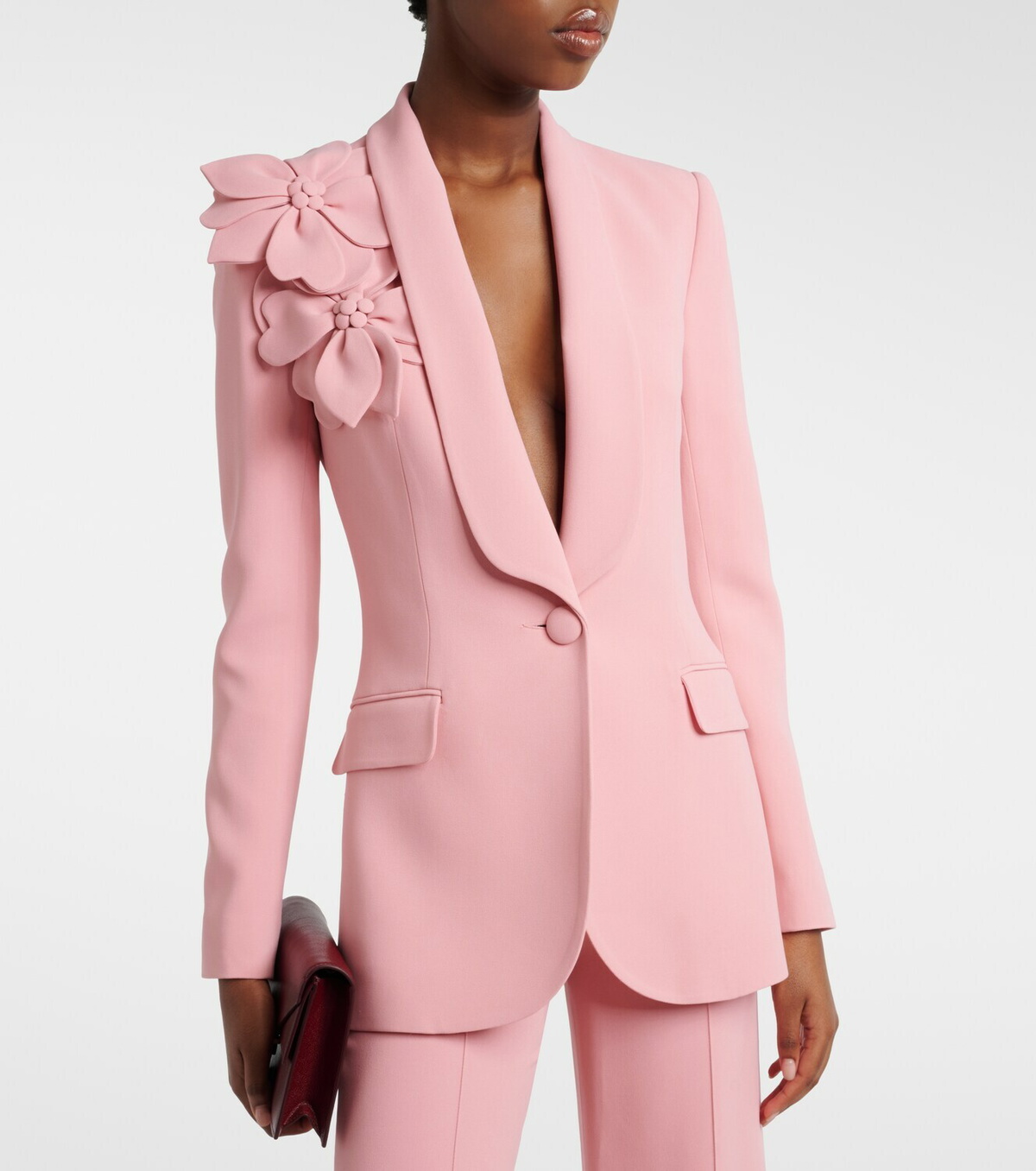 Elie Saab Floral-appliqué cady blazer