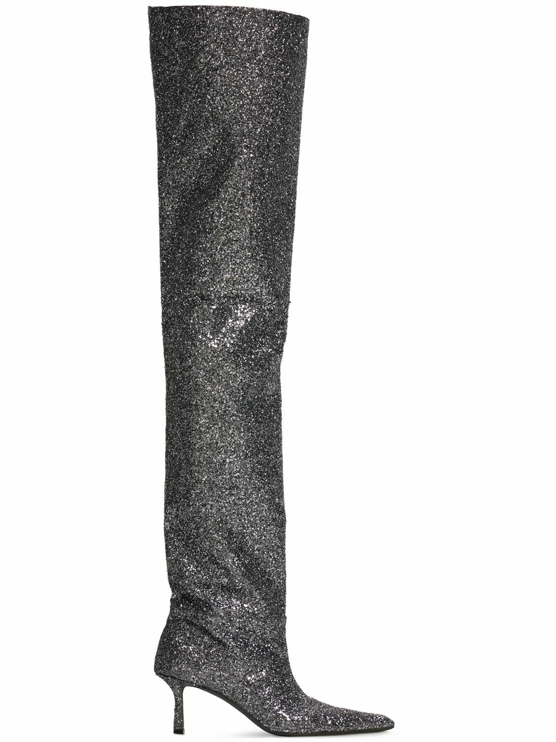Photo: ALEXANDER WANG - 65mm Viola Glittered Over-the-knee Boots
