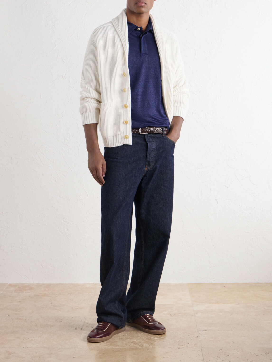 Eleventy - Linen-Jersey Polo Shirt - Blue