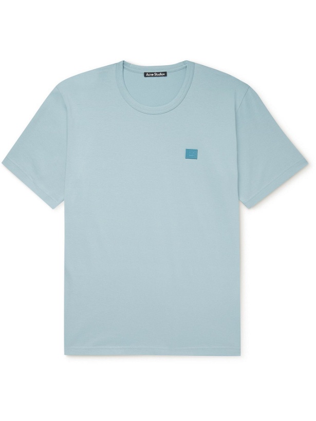 Photo: ACNE STUDIOS - Nash Logo-Appliquéd Cotton-Jersey T-Shirt - Blue