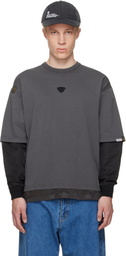 AAPE by A Bathing Ape Gray Moonface Logo Long Sleeve T-shirt