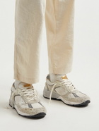 Golden Goose - Dad-Star Distressed Leather-Trimmed Suede and Mesh Sneakers - White