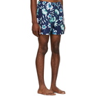 Boss Blue and White Piranha Swim Shorts