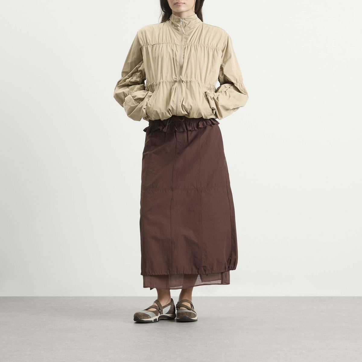 Damson Madder Women's Amber Panel Midi Skirt in Choc