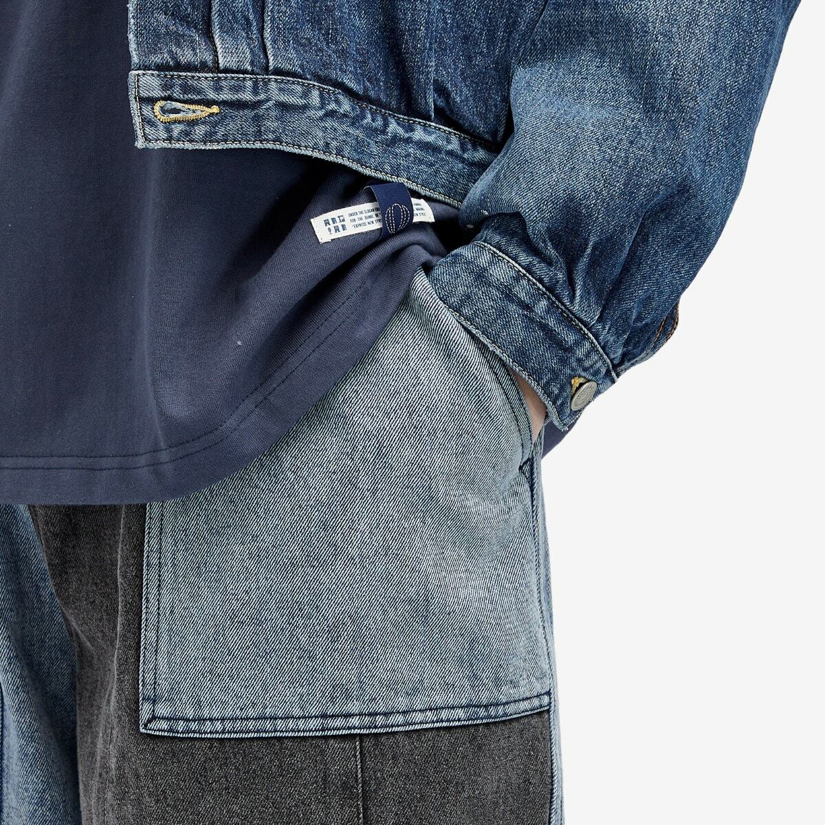 Anglan Men's Denim Mix Fatigue Balloon Pants in Blue/Grey Anglan Anglan Men's Denim Mix Fatigue Balloon Pants in Blue/Grey Anglan