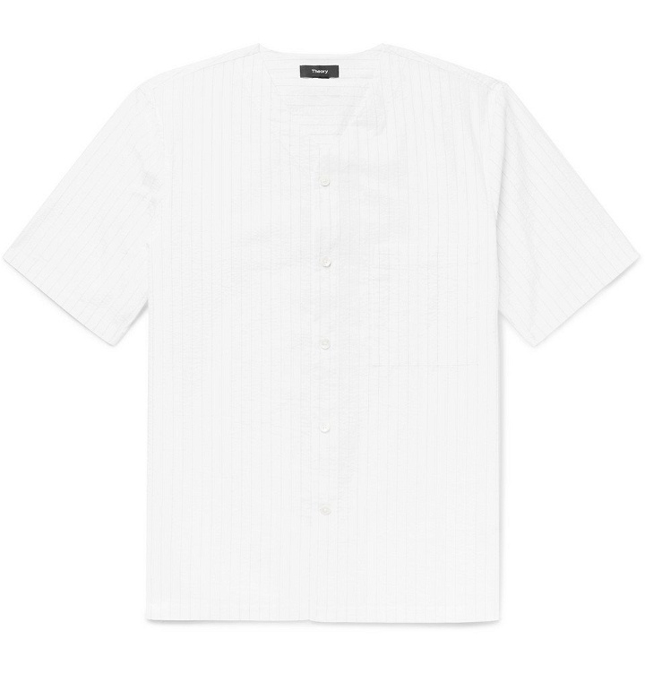 Photo: Theory - Olie Pinstriped Cotton-Seersucker Shirt - White