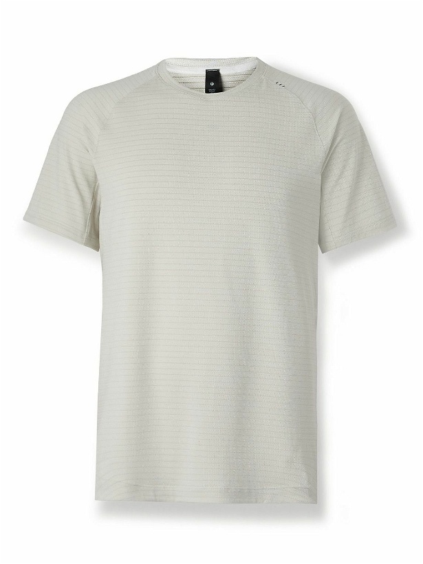 Photo: Lululemon - Drysense Striped Stretch Recycled-Jersey T-Shirt - Gray