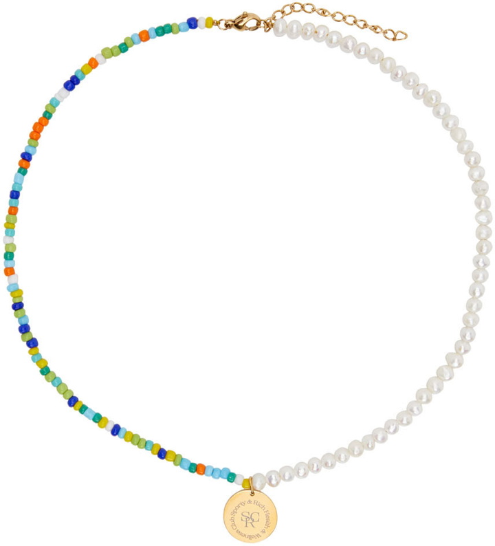 Photo: Sporty & Rich Multicolor Bead & Pearl Necklace
