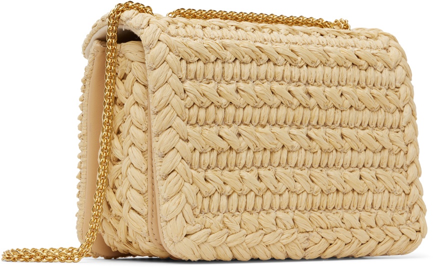 One Stud Raffia Bag With Chain for Woman in Natural