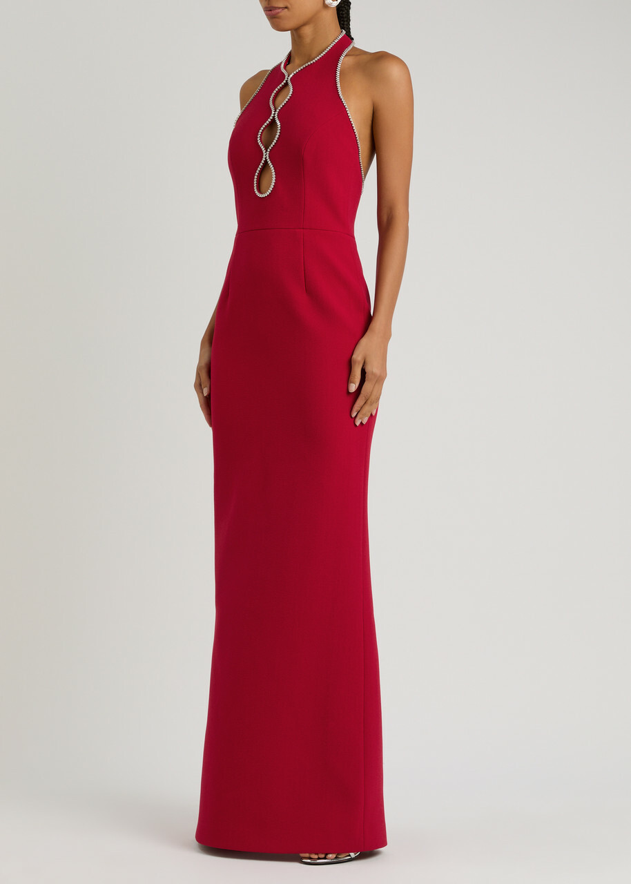 Rebecca Vallance Akari Crystal-embellished Gown Red Rebecca