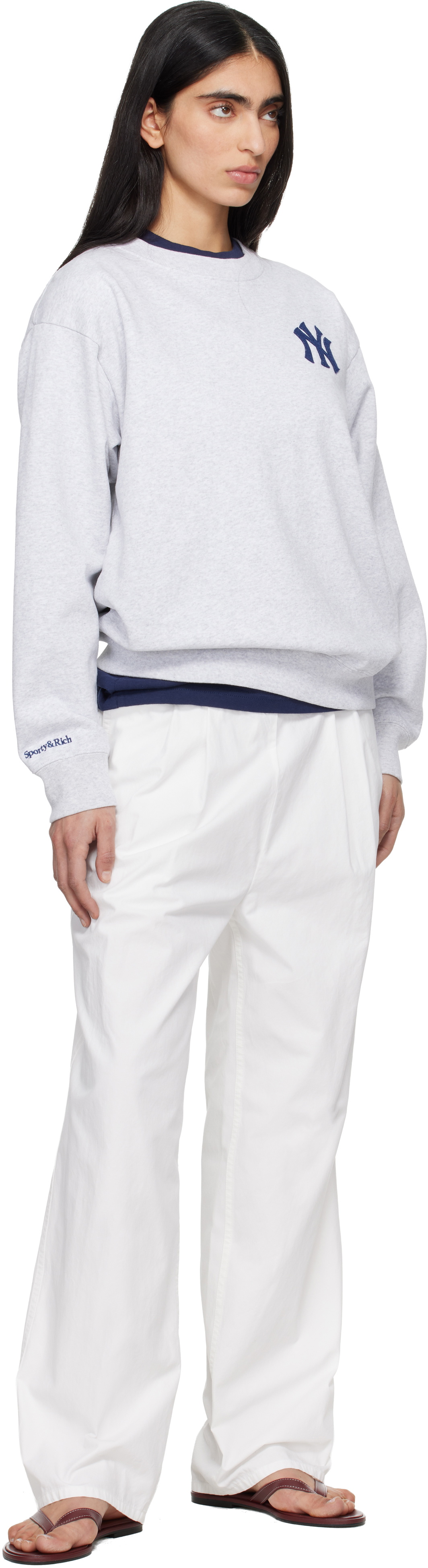 Sporty & Rich Gray '47 Edition Heritage Yankees Serif Sweatshirt