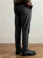 Mr P. - Tapered Pleated Wool-Blend Flannel Trousers - Gray