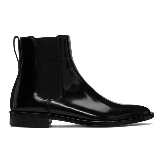 Photo: AMI Alexandre Mattiussi Black Patent Chelsea Boots