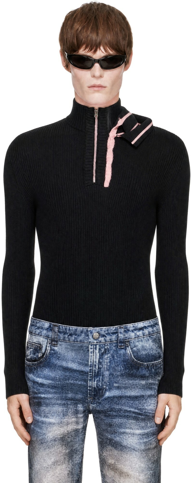 Y/Project Black Double Collar Sweater