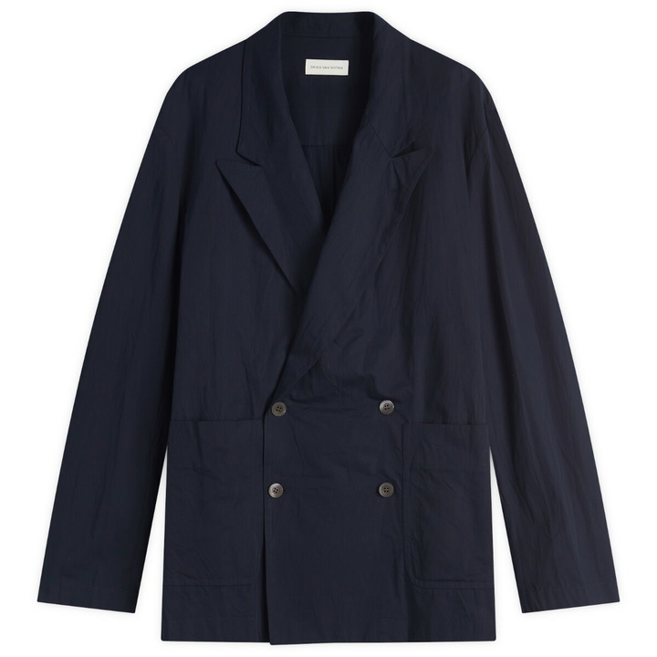 Photo: Dries Van Noten Men's Caplans Light Cotton Blazer in Navy