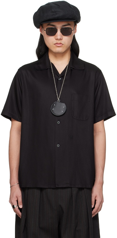 Photo: Maison Margiela Black Open Spread Collar Shirt