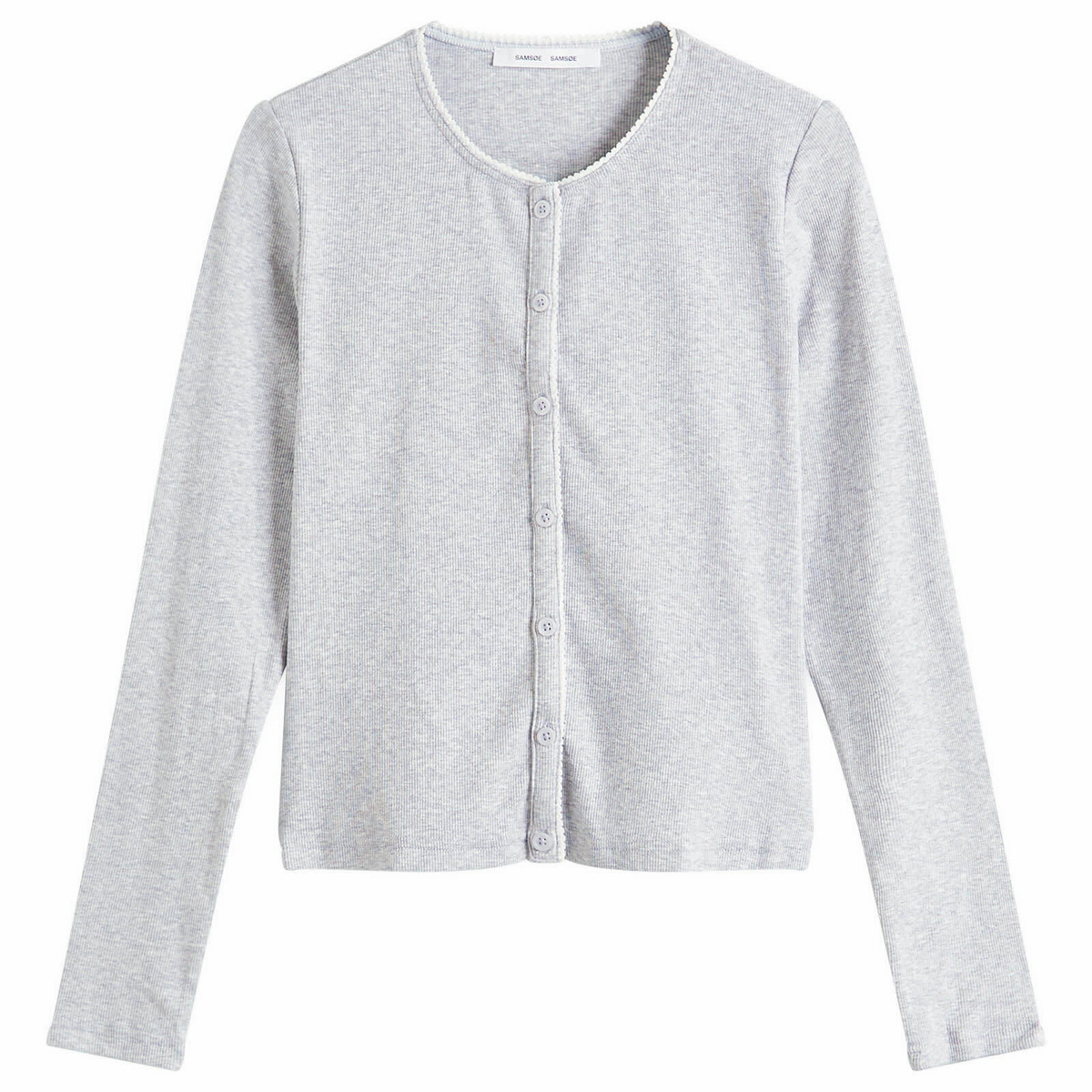 Samsøe Samsøe Women's Sajune Long Sleeve Cardigan in Light Grey Mel.