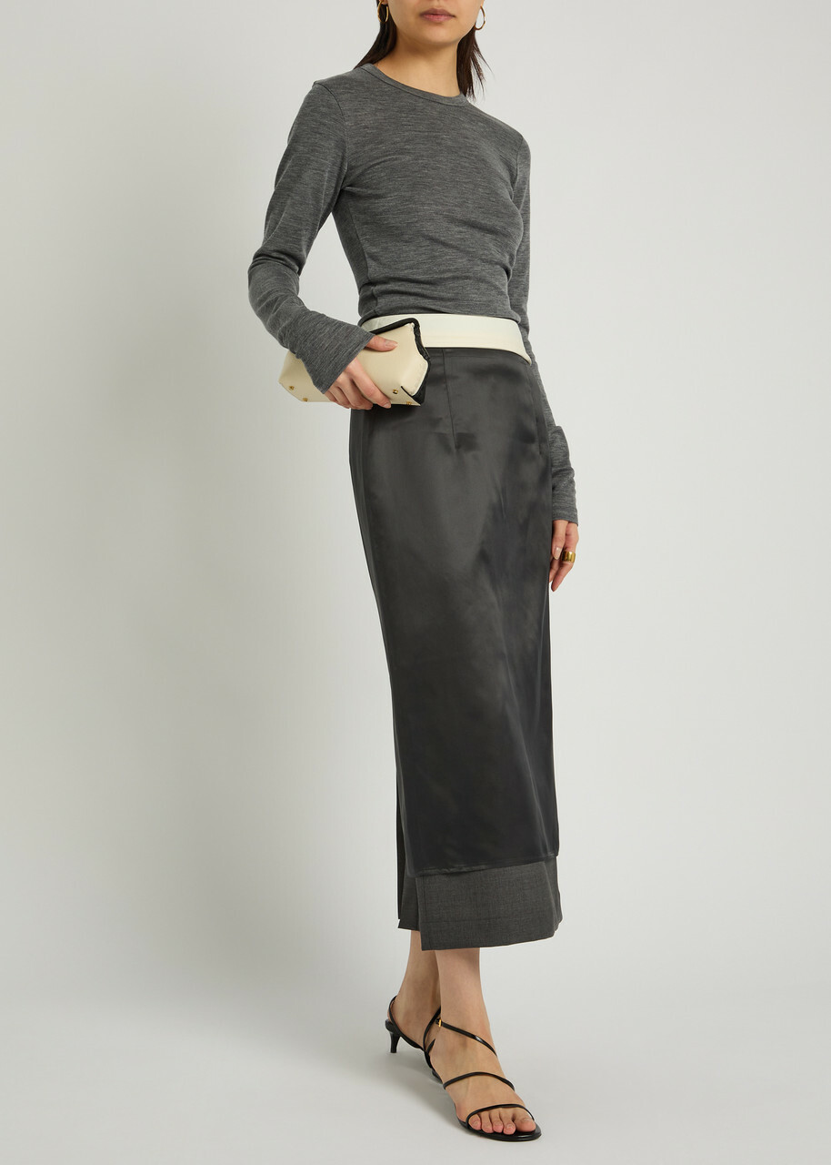 Rohe Inside-out Stretch-wool Midi Skirt Dark Grey