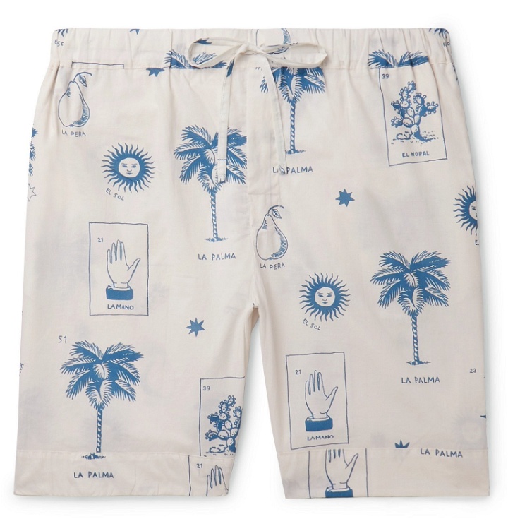 Photo: Desmond & Dempsey - Printed Cotton Pyjama Shorts - Neutrals
