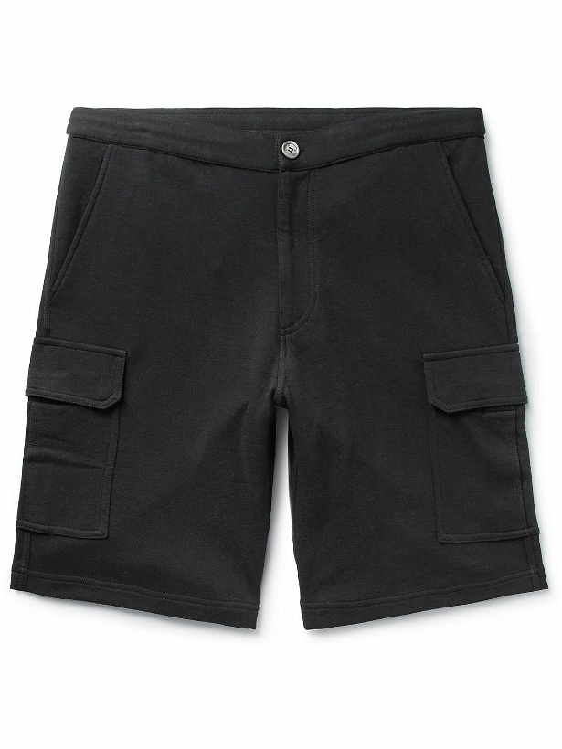 Photo: Brunello Cucinelli - Straight-Leg Cotton-Blend Jersey Drawstring Shorts - Black