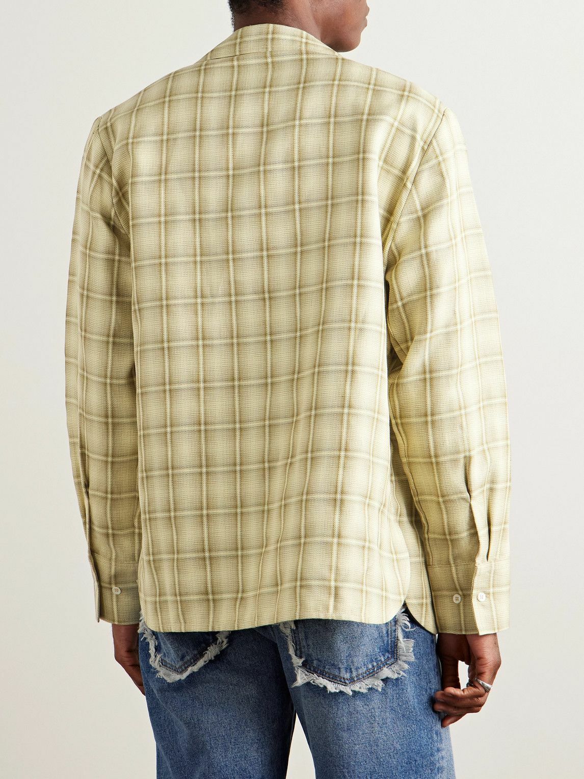 Séfr - Ignacio Camp-Collar Checked Cotton and Linen-Blend Shirt - Yellow