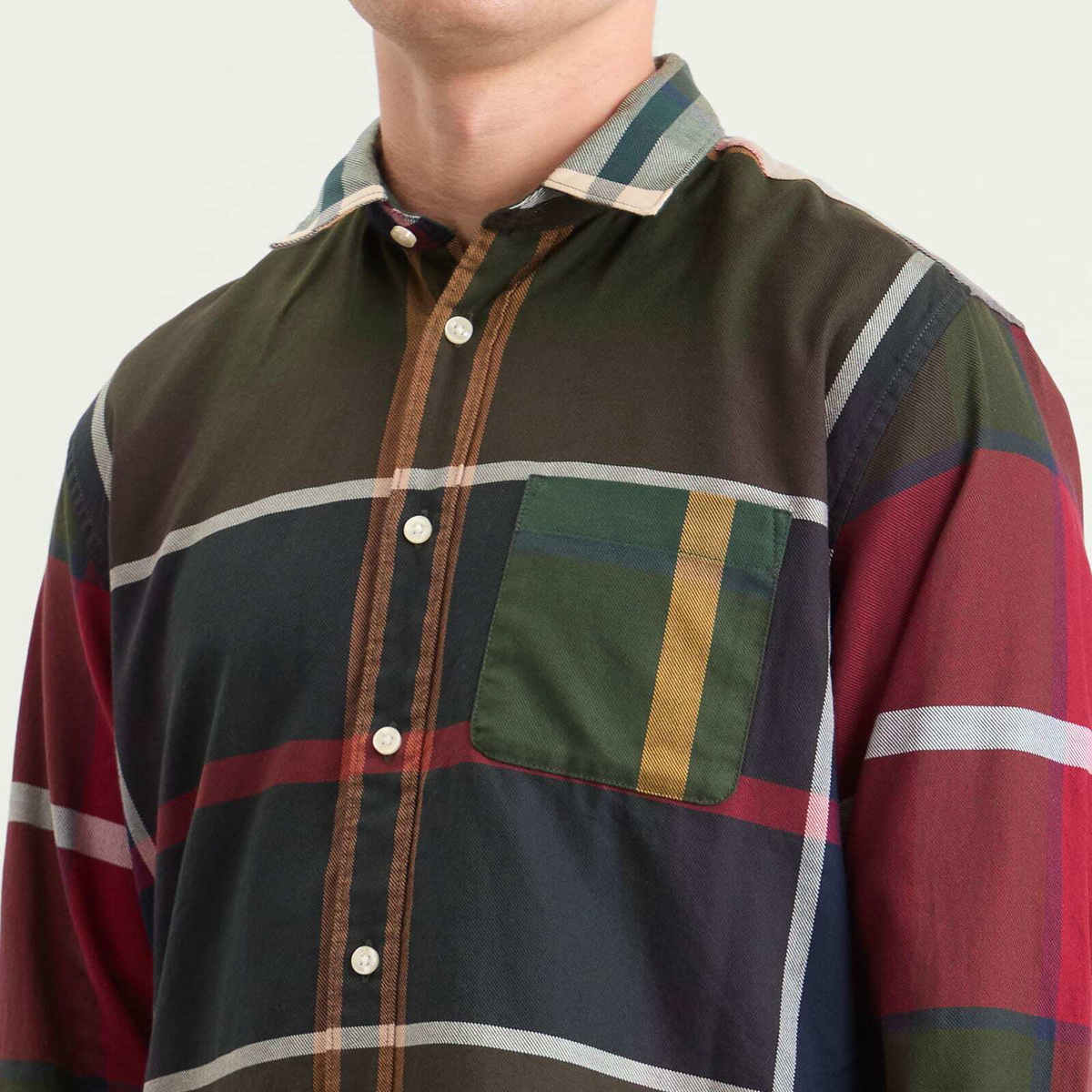 Barbour Men's Patchwork OS Tartan Shirt in Tartan Mix