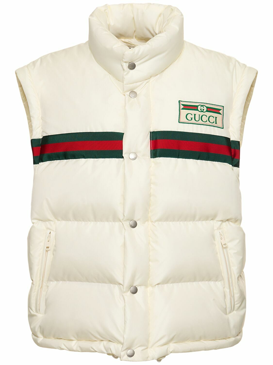 GUCCI - Padded Nylon Down Jacket W/web Gucci