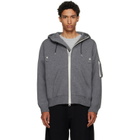 sacai Gray Cotton Cashmere Knit Hoodie