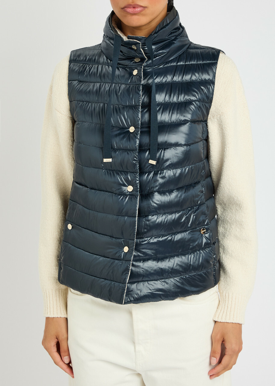 Herno Ultralite Reversible Quilted Shell Gilet Navy
