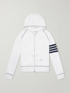 Thom Browne - 4-Bar Cotton-Jersey Zip-Up Hoodie - White