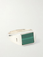 Mikia - Rectangle Sterling Silver Malachite Ring - Green